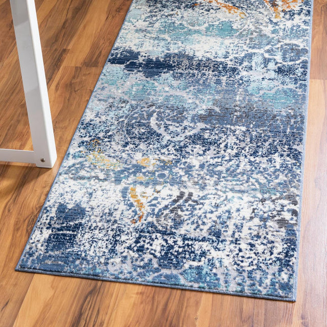 Blue 2' 7 x 9' 10 Malibu Runner Area Rug 70% Polypropylene & 30% Polyester Colorful Modern Carpet for Living, Dining, Office, Bedrooms for Sale at Rug Engine