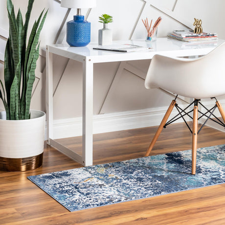 Blue 2' x 5' 11 Malibu Runner Area Rug 70% Polypropylene & 30% Polyester Colorful Modern Carpet for Living, Dining, Office, Bedrooms for Sale at Rug Engine