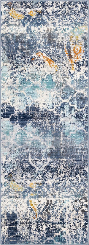 Blue 2' x 5' 11 Malibu Runner Area Rug 70% Polypropylene & 30% Polyester Colorful Modern Carpet for Living, Dining, Office, Bedrooms for Sale at Rug Engine