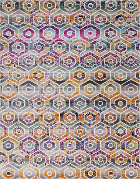 Multicolor 9' x 12' Malibu Rectangle Area Rug 70% Polypropylene & 30% Polyester Colorful Modern Carpet for Living, Dining, Office, Bedrooms for Sale at Rug Engine