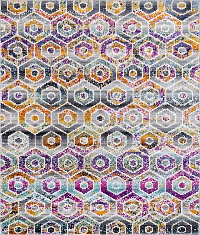 Multicolor 8' x 9' 10 Malibu Rectangle Area Rug 70% Polypropylene & 30% Polyester Colorful Modern Carpet for Living, Dining, Office, Bedrooms for Sale at Rug Engine