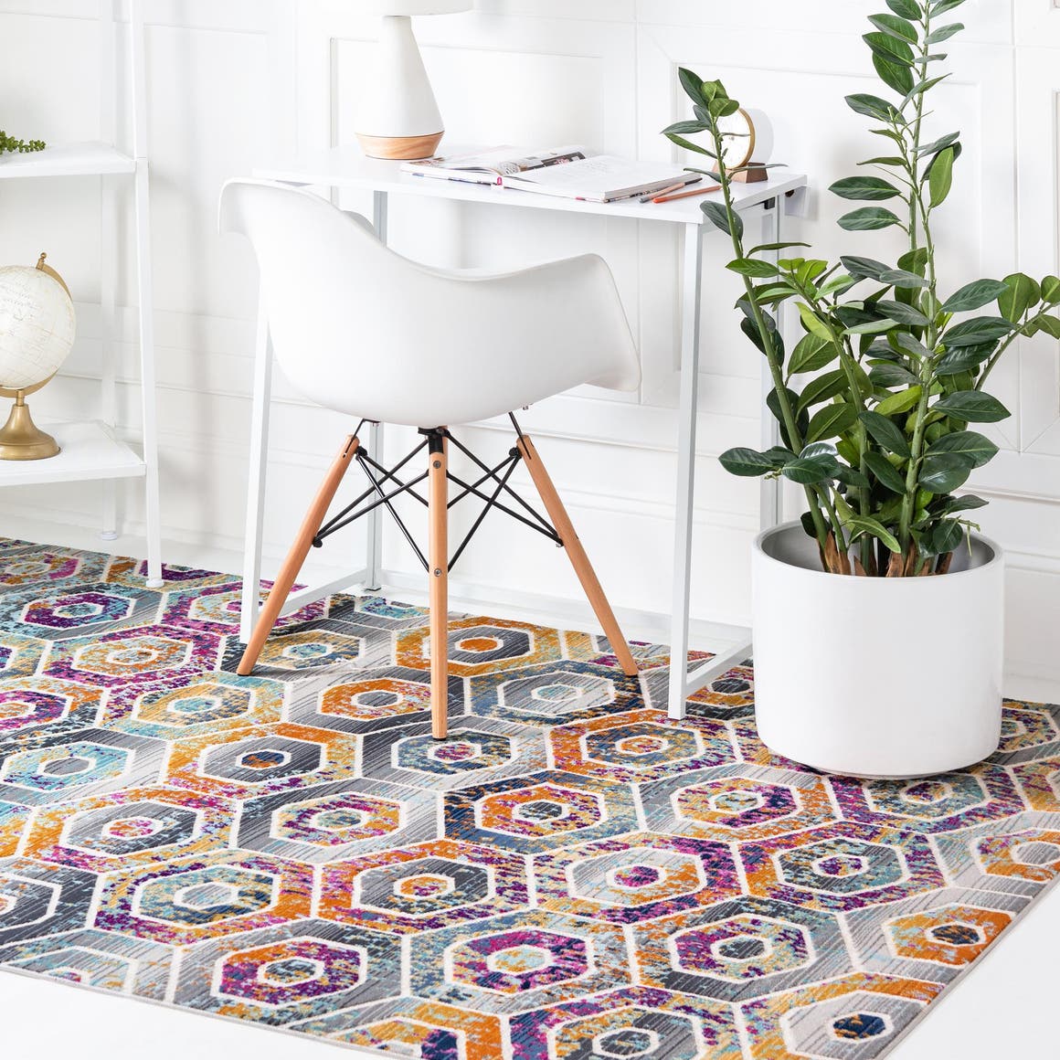 Multicolor 4' 1 x 5' 11 Malibu Rectangle Area Rug 70% Polypropylene & 30% Polyester Colorful Modern Carpet for Living, Dining, Office, Bedrooms for Sale at Rug Engine