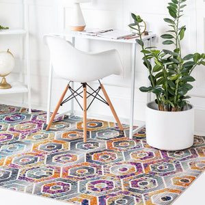Multicolor 4' 1 x 5' 11 Malibu Rectangle Area Rug 70% Polypropylene & 30% Polyester Colorful Modern Carpet for Living, Dining, Office, Bedrooms for Sale at Rug Engine