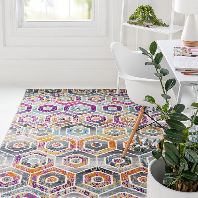 Multicolor 4' 1 x 5' 11 Malibu Rectangle Area Rug 70% Polypropylene & 30% Polyester Colorful Modern Carpet for Living, Dining, Office, Bedrooms for Sale at Rug Engine