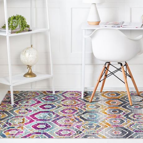 Multicolor 5' 1 x 7' 10 Malibu Rectangle Area Rug 70% Polypropylene & 30% Polyester Colorful Modern Carpet for Living, Dining, Office, Bedrooms for Sale at Rug Engine