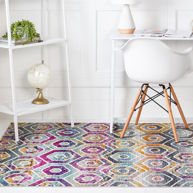 Multicolor 4' 1 x 5' 11 Malibu Rectangle Area Rug 70% Polypropylene & 30% Polyester Colorful Modern Carpet for Living, Dining, Office, Bedrooms for Sale at Rug Engine