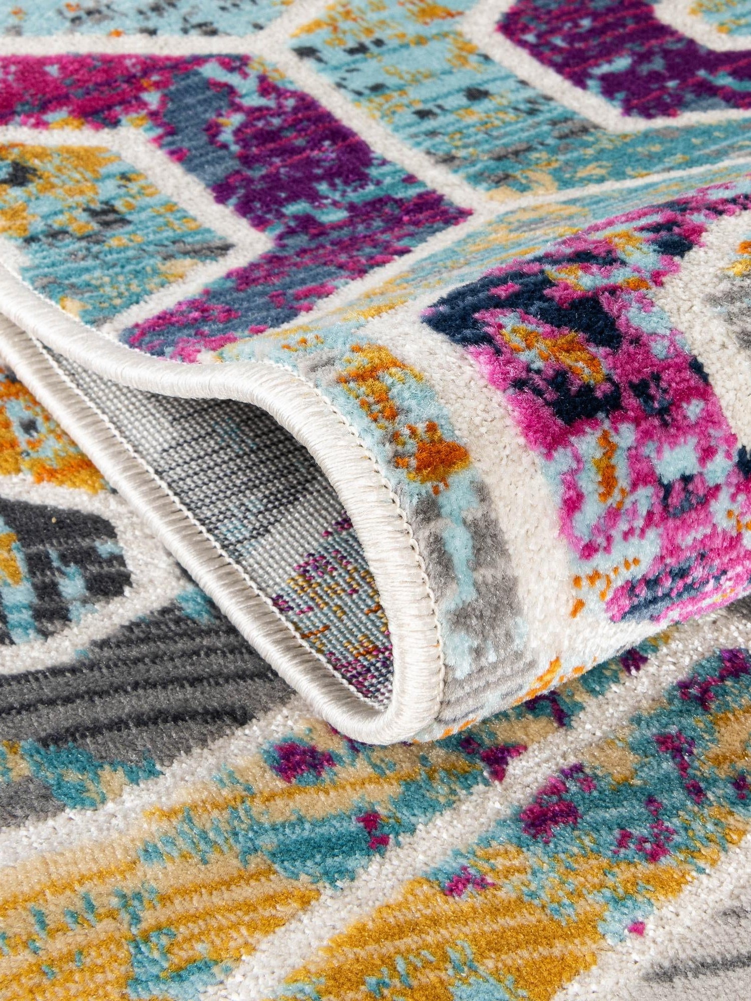 Multicolor 8' x 9' 10 Malibu Rectangle Area Rug 70% Polypropylene & 30% Polyester Colorful Modern Carpet for Living, Dining, Office, Bedrooms for Sale at Rug Engine