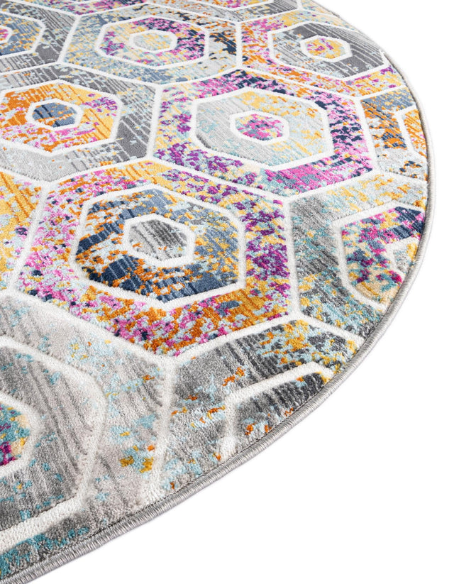 Multicolor 5' 2 x 5' 2 Malibu Round Area Rug 70% Polypropylene & 30% Polyester Colorful Modern Carpet for Living, Dining, Office, Bedrooms for Sale at Rug Engine