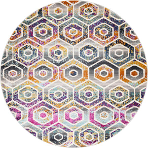 Multicolor 5' 2 x 5' 2 Malibu Round Area Rug 70% Polypropylene & 30% Polyester Colorful Modern Carpet for Living, Dining, Office, Bedrooms for Sale at Rug Engine