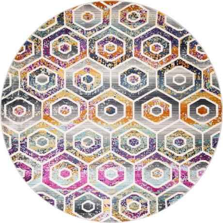Multicolor 5' 2 x 5' 2 Malibu Round Area Rug 70% Polypropylene & 30% Polyester Colorful Modern Carpet for Living, Dining, Office, Bedrooms for Sale at Rug Engine
