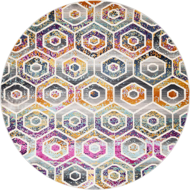 Multicolor 5' 2 x 5' 2 Malibu Round Area Rug 70% Polypropylene & 30% Polyester Colorful Modern Carpet for Living, Dining, Office, Bedrooms for Sale at Rug Engine
