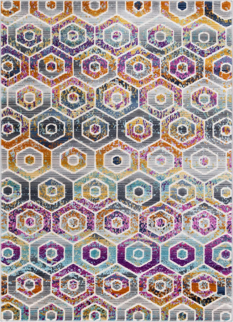 Multicolor 4' 1 x 5' 11 Malibu Rectangle Area Rug 70% Polypropylene & 30% Polyester Colorful Modern Carpet for Living, Dining, Office, Bedrooms for Sale at Rug Engine