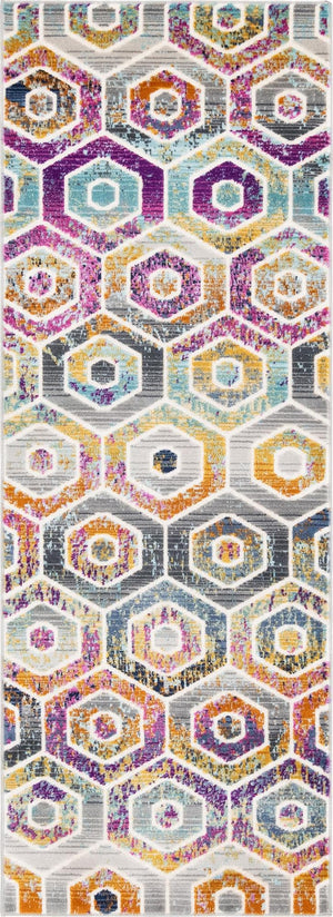 Multicolor 2' x 5' 11 Malibu Runner Area Rug 70% Polypropylene & 30% Polyester Colorful Modern Carpet for Living, Dining, Office, Bedrooms for Sale at Rug Engine