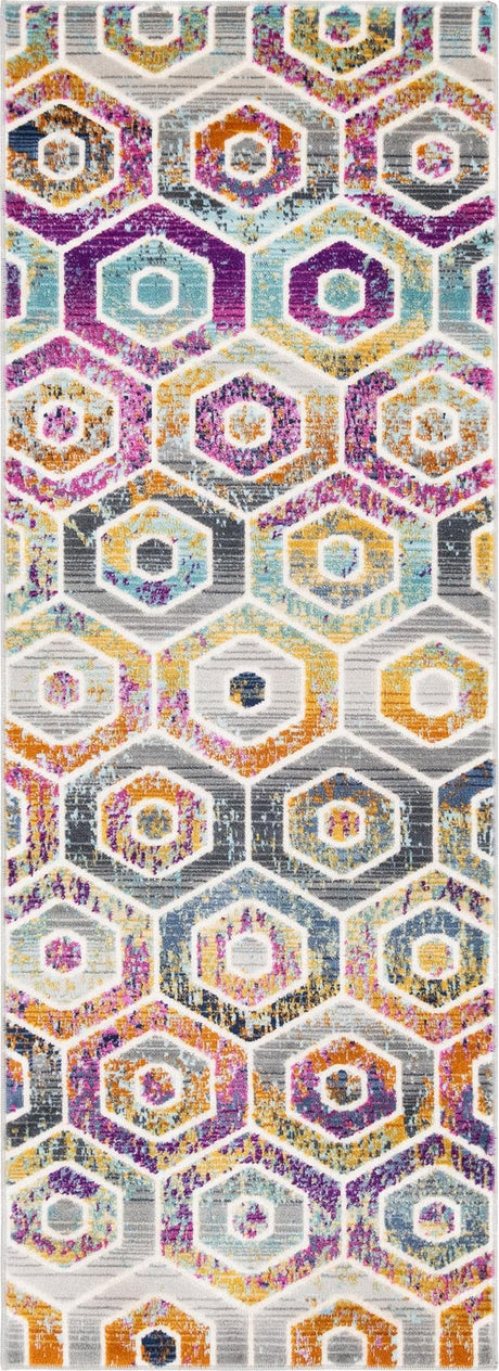 Multicolor 2' x 5' 11 Malibu Runner Area Rug 70% Polypropylene & 30% Polyester Colorful Modern Carpet for Living, Dining, Office, Bedrooms for Sale at Rug Engine