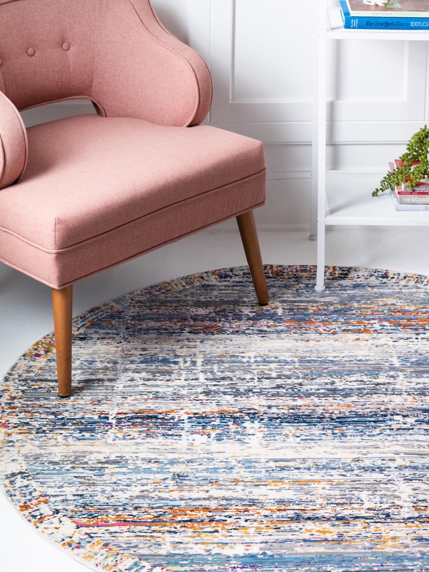 Multicolor 5' 2 x 5' 2 Malibu Round Area Rug 70% Polypropylene & 30% Polyester Colorful Modern Carpet for Living, Dining, Office, Bedrooms for Sale at Rug Engine