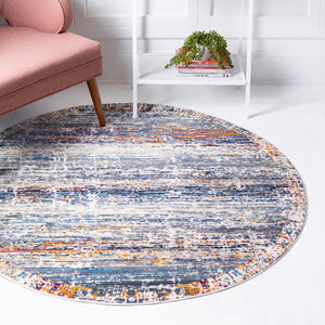 Multicolor 3' 7 x 3' 7 Malibu Round Area Rug 70% Polypropylene & 30% Polyester Colorful Modern Carpet for Living, Dining, Office, Bedrooms for Sale at Rug Engine