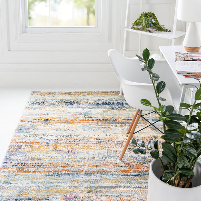 Multicolor 4' 1 x 5' 11 Malibu Rectangle Area Rug 70% Polypropylene & 30% Polyester Colorful Modern Carpet for Living, Dining, Office, Bedrooms for Sale at Rug Engine
