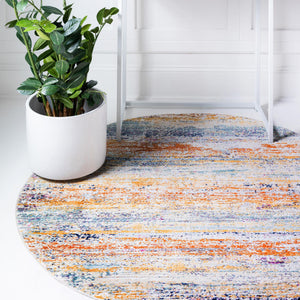 Multicolor 3' 7 x 3' 7 Malibu Round Area Rug 70% Polypropylene & 30% Polyester Colorful Modern Carpet for Living, Dining, Office, Bedrooms for Sale at Rug Engine