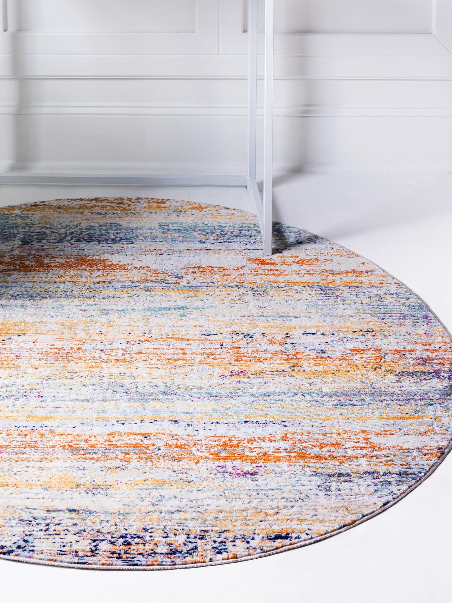 Multicolor 3' 7 x 3' 7 Malibu Round Area Rug 70% Polypropylene & 30% Polyester Colorful Modern Carpet for Living, Dining, Office, Bedrooms for Sale at Rug Engine