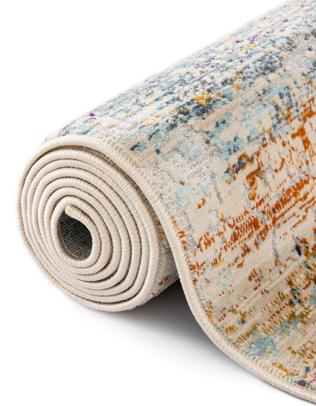Multicolor 3' 7 x 3' 7 Malibu Round Area Rug 70% Polypropylene & 30% Polyester Colorful Modern Carpet for Living, Dining, Office, Bedrooms for Sale at Rug Engine