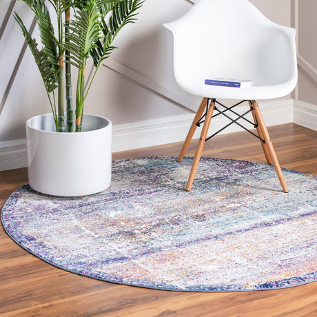 Multicolor 3' 7 x 3' 7 Malibu Round Area Rug 70% Polypropylene & 30% Polyester Colorful Modern Carpet for Living, Dining, Office, Bedrooms for Sale at Rug Engine