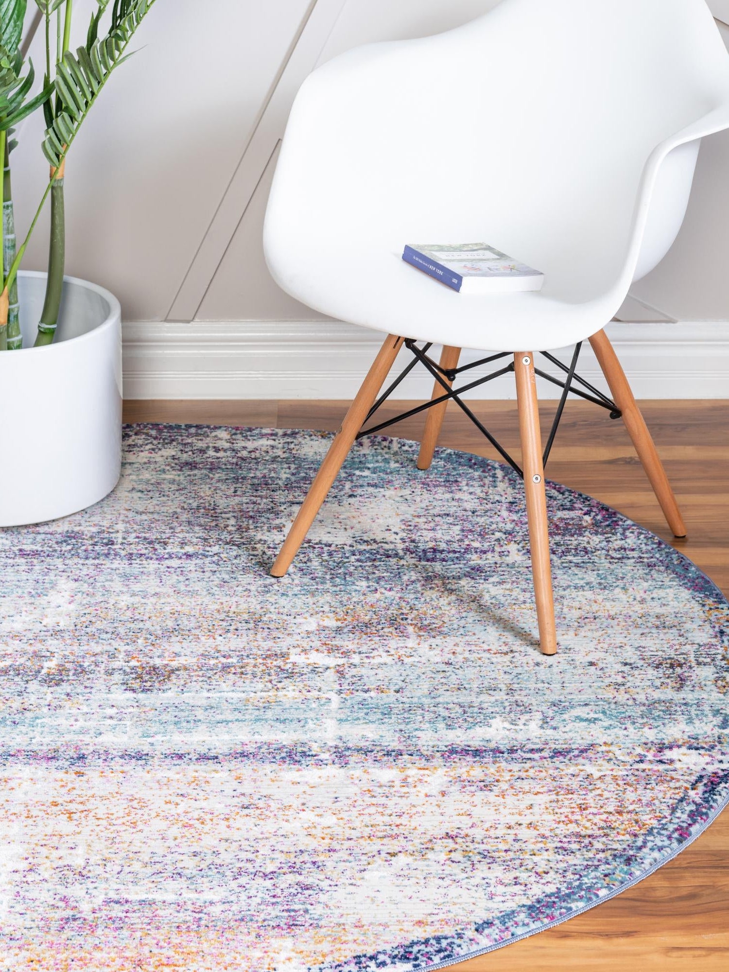 Multicolor 5' 2 x 5' 2 Malibu Round Area Rug 70% Polypropylene & 30% Polyester Colorful Modern Carpet for Living, Dining, Office, Bedrooms for Sale at Rug Engine
