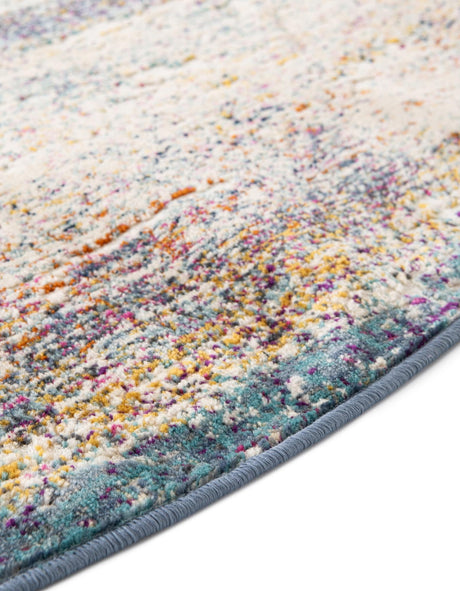Multicolor 3' 7 x 3' 7 Malibu Round Area Rug 70% Polypropylene & 30% Polyester Colorful Modern Carpet for Living, Dining, Office, Bedrooms for Sale at Rug Engine