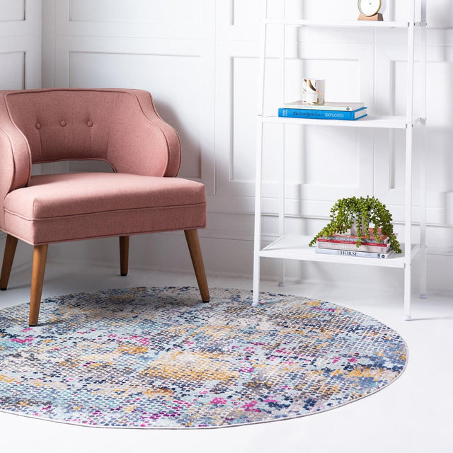 Multicolor 5' 2 x 5' 2 Malibu Round Area Rug 70% Polypropylene & 30% Polyester Colorful Modern Carpet for Living, Dining, Office, Bedrooms for Sale at Rug Engine