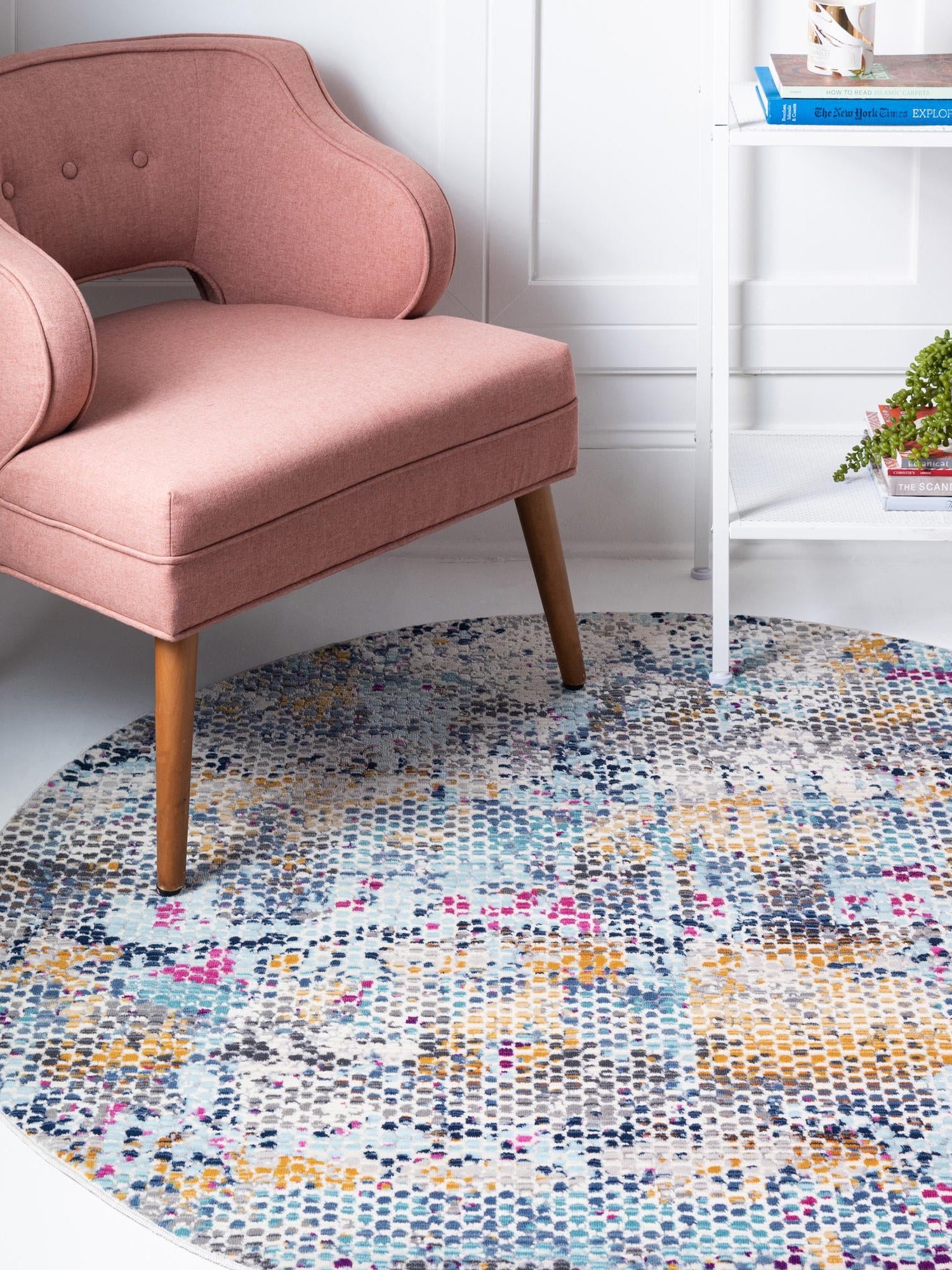 Multicolor 5' 2 x 5' 2 Malibu Round Area Rug 70% Polypropylene & 30% Polyester Colorful Modern Carpet for Living, Dining, Office, Bedrooms for Sale at Rug Engine