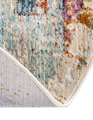 Multicolor 3' 7 x 3' 7 Malibu Round Area Rug 70% Polypropylene & 30% Polyester Colorful Modern Carpet for Living, Dining, Office, Bedrooms for Sale at Rug Engine