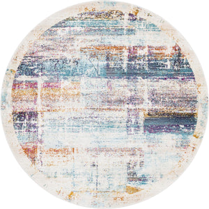 Multicolor 5' 2 x 5' 2 Malibu Round Area Rug 70% Polypropylene & 30% Polyester Colorful Modern Carpet for Living, Dining, Office, Bedrooms for Sale at Rug Engine