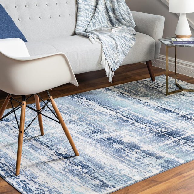 Blue 3' 7 x 5' 3 Malibu Rectangle Area Rug 70% Polypropylene & 30% Polyester Colorful Modern Carpet for Living, Dining, Office, Bedrooms for Sale at Rug Engine