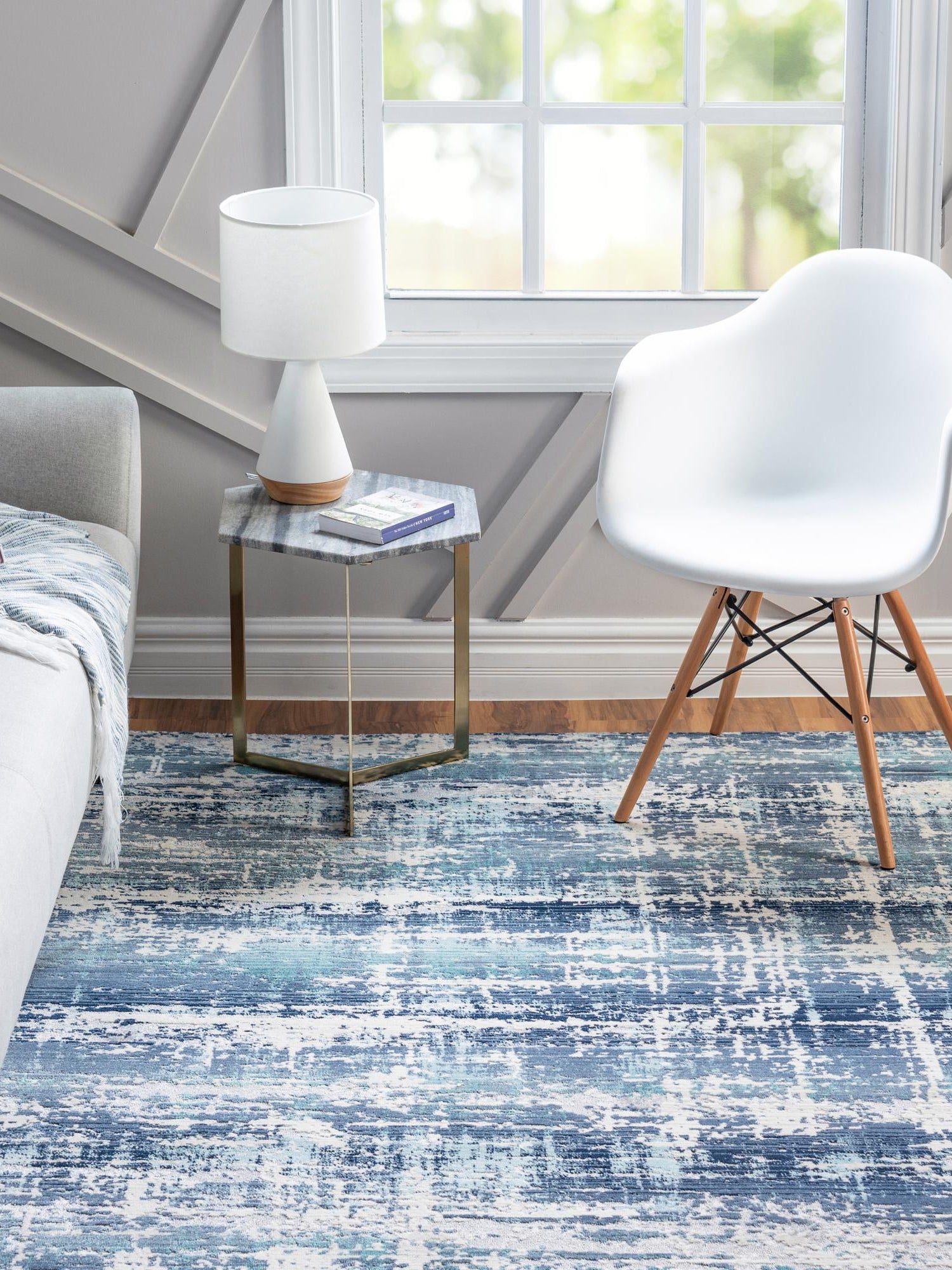 Blue 8' x 10' Malibu Rectangle Area Rug 70% Polypropylene & 30% Polyester Colorful Modern Carpet for Living, Dining, Office, Bedrooms for Sale at Rug Engine