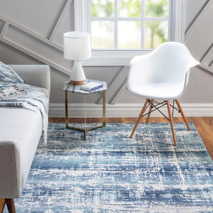 Blue 3' 7 x 5' 3 Malibu Rectangle Area Rug 70% Polypropylene & 30% Polyester Colorful Modern Carpet for Living, Dining, Office, Bedrooms for Sale at Rug Engine