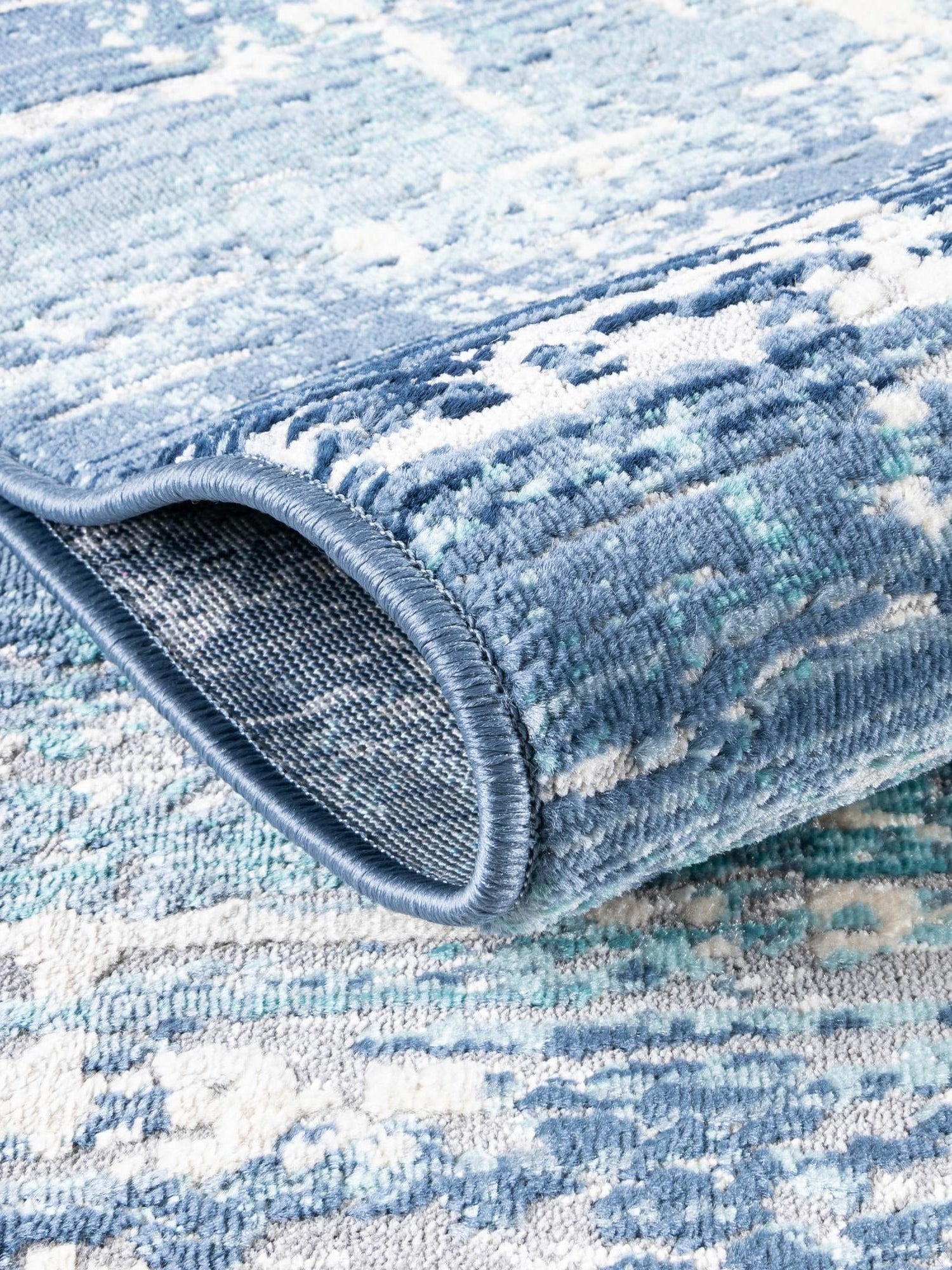 Blue 8' x 10' Malibu Rectangle Area Rug 70% Polypropylene & 30% Polyester Colorful Modern Carpet for Living, Dining, Office, Bedrooms for Sale at Rug Engine