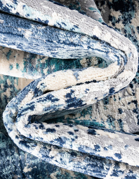 Blue 7' 1 x 10' Malibu Rectangle Area Rug 70% Polypropylene & 30% Polyester Colorful Modern Carpet for Living, Dining, Office, Bedrooms for Sale at Rug Engine
