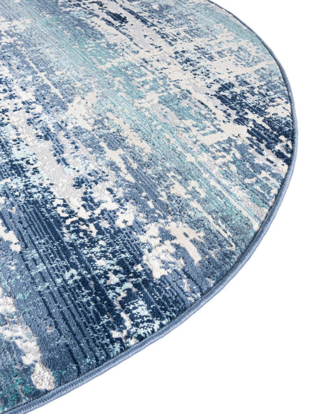 Blue 5' 2 x 5' 2 Malibu Round Area Rug 70% Polypropylene & 30% Polyester Colorful Modern Carpet for Living, Dining, Office, Bedrooms for Sale at Rug Engine