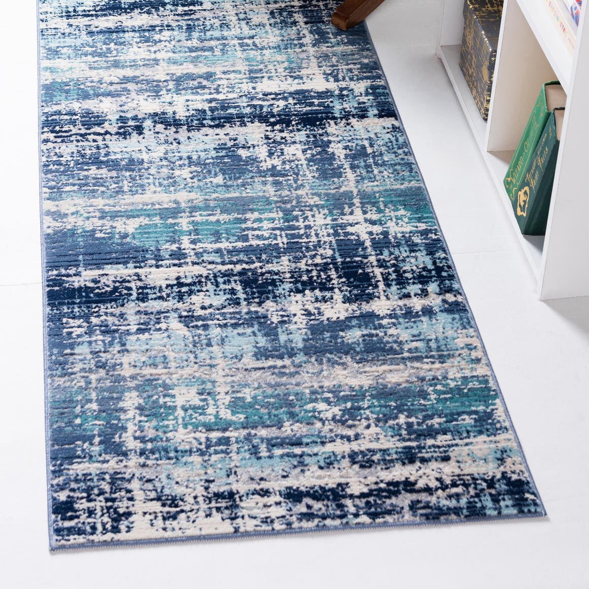 Blue 2' 7 x 9' 10 Malibu Runner Area Rug 70% Polypropylene & 30% Polyester Colorful Modern Carpet for Living, Dining, Office, Bedrooms for Sale at Rug Engine