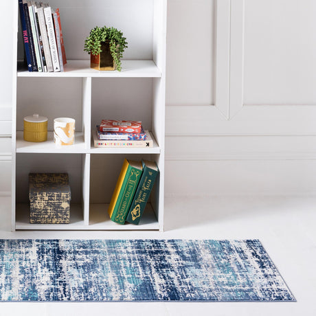 Blue 2' x 5' 11 Malibu Runner Area Rug 70% Polypropylene & 30% Polyester Colorful Modern Carpet for Living, Dining, Office, Bedrooms for Sale at Rug Engine