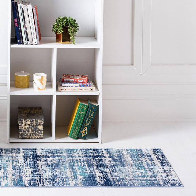 Blue 2' x 5' 11 Malibu Runner Area Rug 70% Polypropylene & 30% Polyester Colorful Modern Carpet for Living, Dining, Office, Bedrooms for Sale at Rug Engine