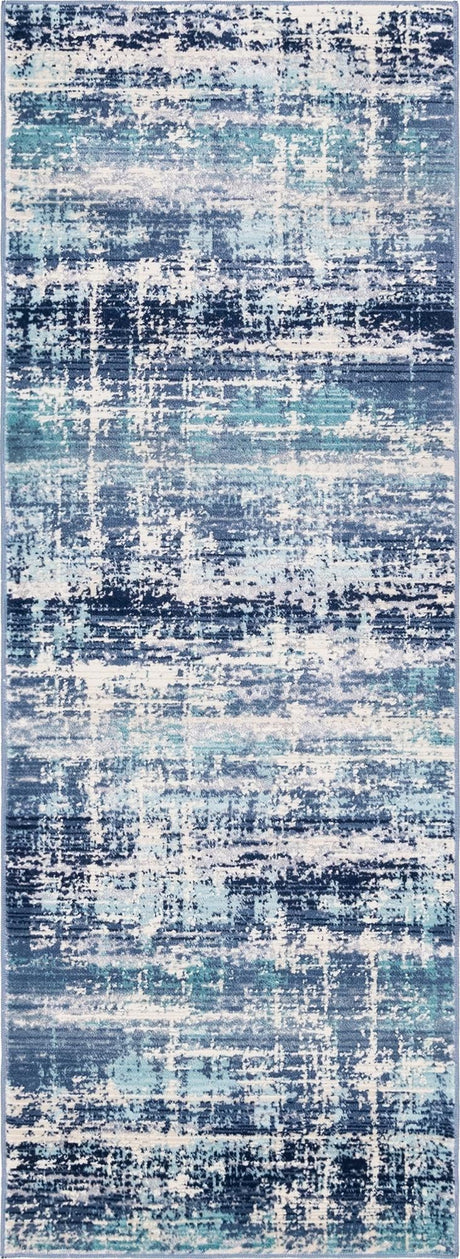 Blue 2' x 5' 11 Malibu Runner Area Rug 70% Polypropylene & 30% Polyester Colorful Modern Carpet for Living, Dining, Office, Bedrooms for Sale at Rug Engine