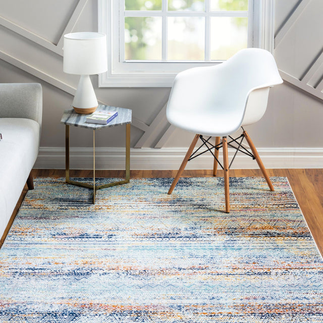 Multicolor 8' x 9' 10 Malibu Rectangle Area Rug 70% Polypropylene & 30% Polyester Colorful Modern Carpet for Living, Dining, Office, Bedrooms for Sale at Rug Engine