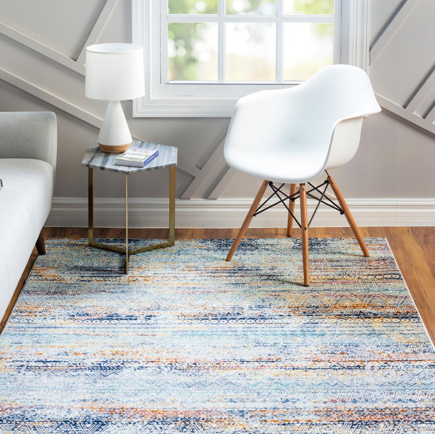 Multicolor 3' 7 x 5' 3 Malibu Rectangle Area Rug 70% Polypropylene & 30% Polyester Colorful Modern Carpet for Living, Dining, Office, Bedrooms for Sale at Rug Engine