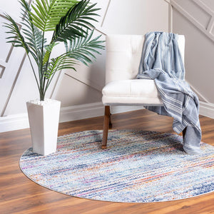 Multicolor 5' 2 x 5' 2 Malibu Round Area Rug 70% Polypropylene & 30% Polyester Colorful Modern Carpet for Living, Dining, Office, Bedrooms for Sale at Rug Engine