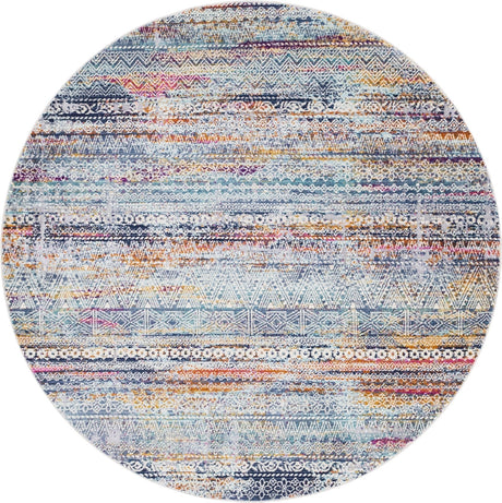 Multicolor 5' 2 x 5' 2 Malibu Round Area Rug 70% Polypropylene & 30% Polyester Colorful Modern Carpet for Living, Dining, Office, Bedrooms for Sale at Rug Engine