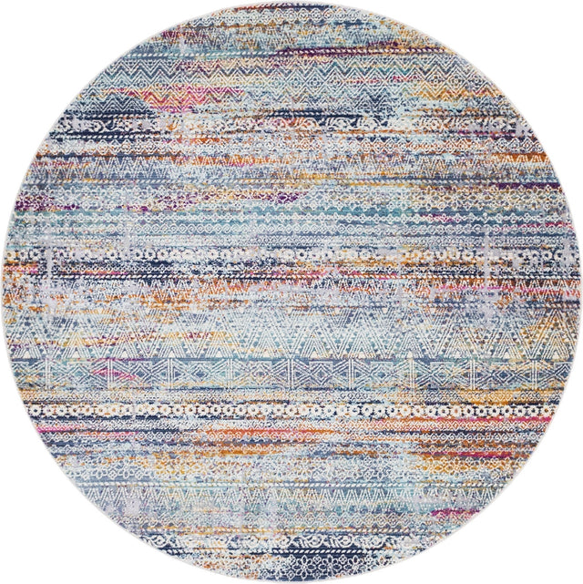 Multicolor 5' 2 x 5' 2 Malibu Round Area Rug 70% Polypropylene & 30% Polyester Colorful Modern Carpet for Living, Dining, Office, Bedrooms for Sale at Rug Engine