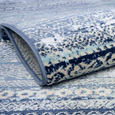 Blue 9' x 12' Malibu Rectangle Area Rug 70% Polypropylene & 30% Polyester Colorful Modern Carpet for Living, Dining, Office, Bedrooms for Sale at Rug Engine