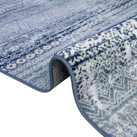 Blue 9' x 12' Malibu Rectangle Area Rug 70% Polypropylene & 30% Polyester Colorful Modern Carpet for Living, Dining, Office, Bedrooms for Sale at Rug Engine