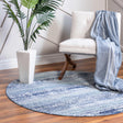 Blue 5' 2 x 5' 2 Malibu Round Area Rug 70% Polypropylene & 30% Polyester Colorful Modern Carpet for Living, Dining, Office, Bedrooms for Sale at Rug Engine