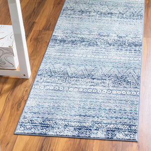 Blue 2' x 5' 11 Malibu Runner Area Rug 70% Polypropylene & 30% Polyester Colorful Modern Carpet for Living, Dining, Office, Bedrooms for Sale at Rug Engine
